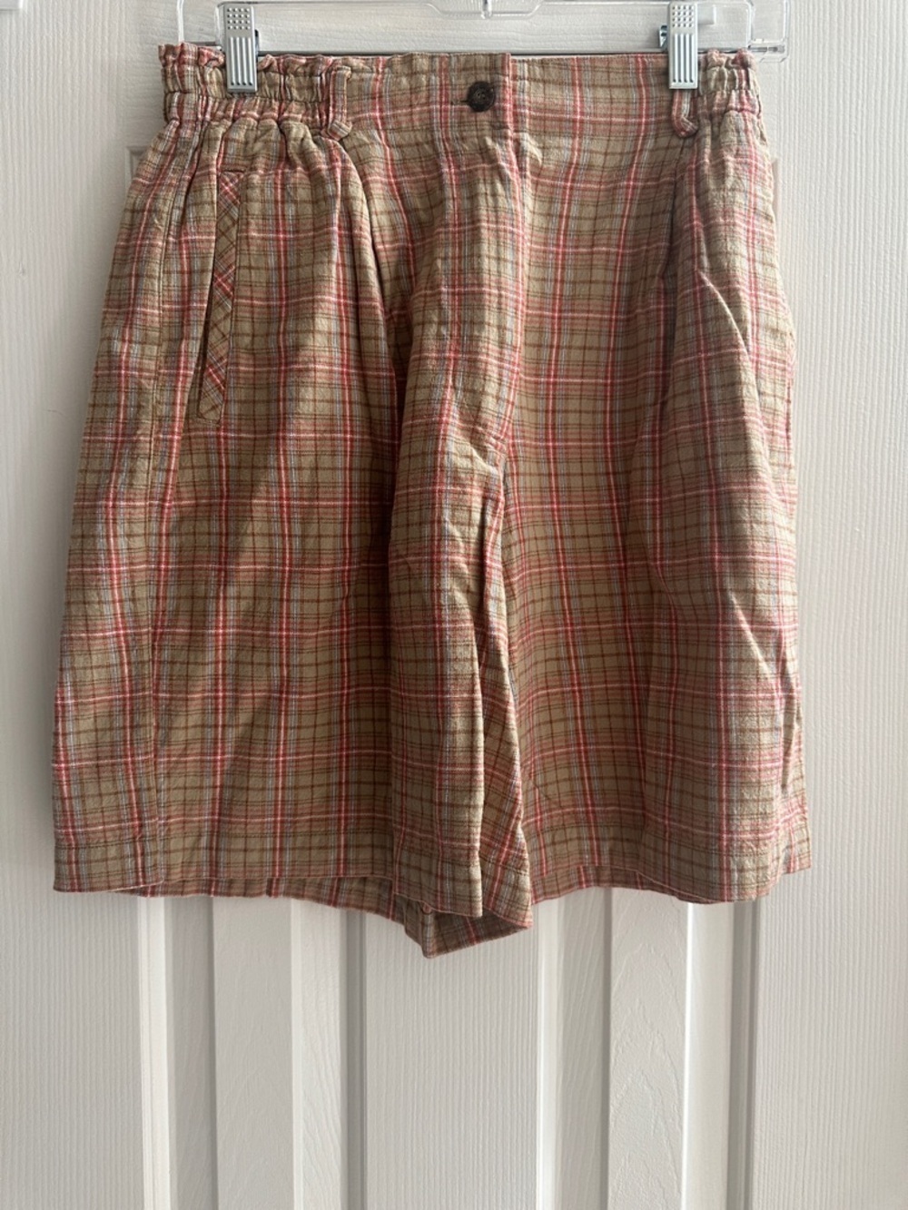 Vintage Plaid Earthy Neutral Bermuda Shorts Size 8 Preppy Academia Grandpacore